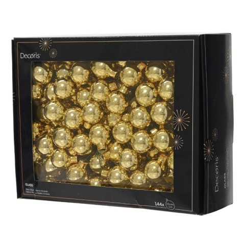BOX 144 MINI SFERE VETRO ORO D2.5